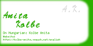 anita kolbe business card